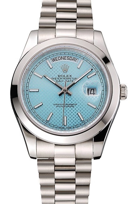 Aaa fake watches Rolex Platinum 40 Ice Case Steel Date Bracelet Dial Stainless Day Blue And Swiss 0616